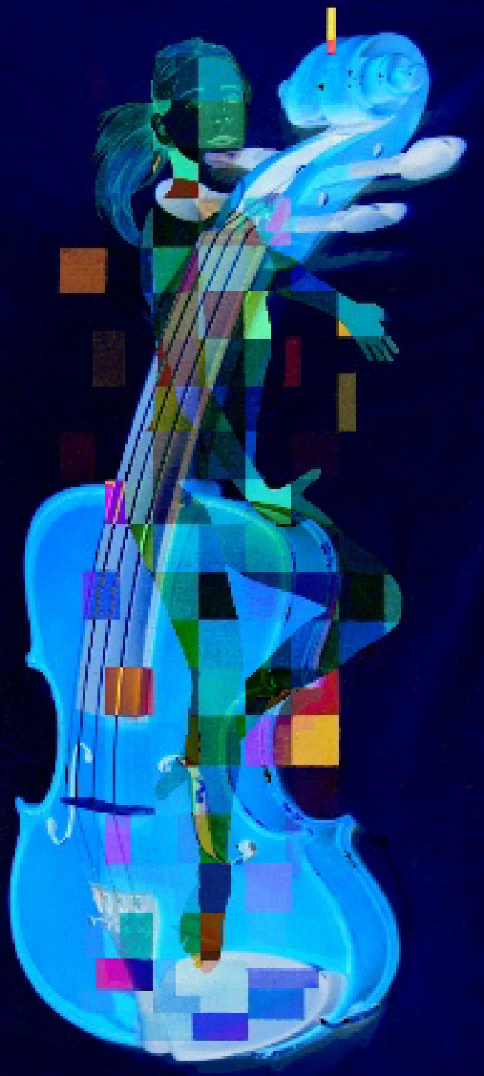 Mixed-Media-Arbeit von Günther Gelbmann mit musikalischem Zitat